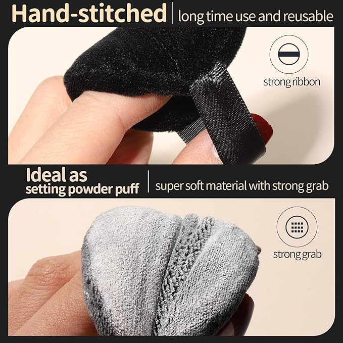 Teenitor 3Pcs Black Powder Puff, Powder Puffs, 2.36 Inch Setting Powder Puff,Powder Puffs for Face Powder Soft Powder Applicator for Loose Pressed Powder, Face Puff Makeup Puff Small with 3 Cases