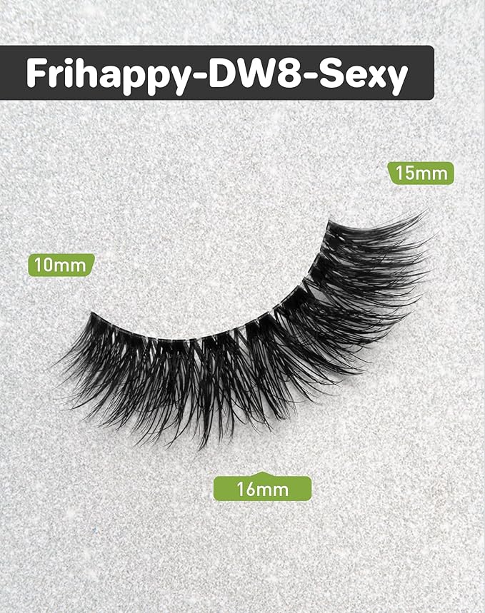 Lashes Eyelashes Lashes Wispy False Eyelashes Natural Eyelashes Mink Lashes 5 Pairs Frihappy Lashes DW8, with a pair of Half Lashes as Gift