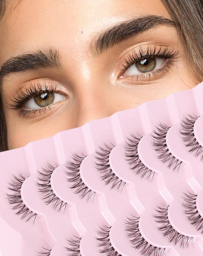 Frihappy Natural Wispy Eyelashes Short Lashes Fake Lashes Natural Look Eyelashes Wispy Natural Lashes Invisible Lashes FRH-12