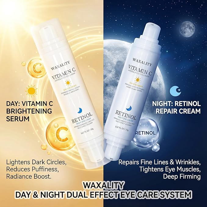 Under Eye Cream Dark Circles, Under Eye Skin Treatment Cream Reduces Puffiness, Fine Lines, Wrinkles and Eye Bags, Day & Night Brightening, Moisturizing & Firming Eye Serum with Vitamin C & Retinol