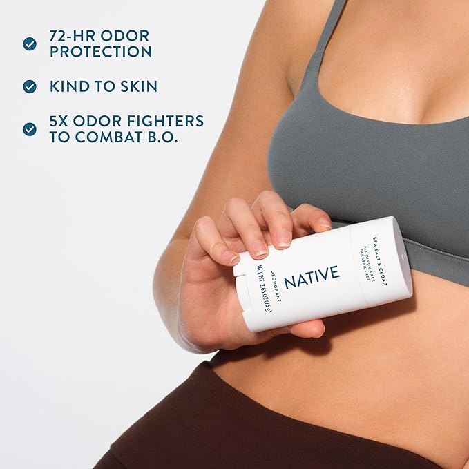 Native Deodorant | Natural Deodorant for Men, Aluminum Free with Baking Soda, Probiotics, Coconut Oil and Shea Butter | Sea Salt & Cedar