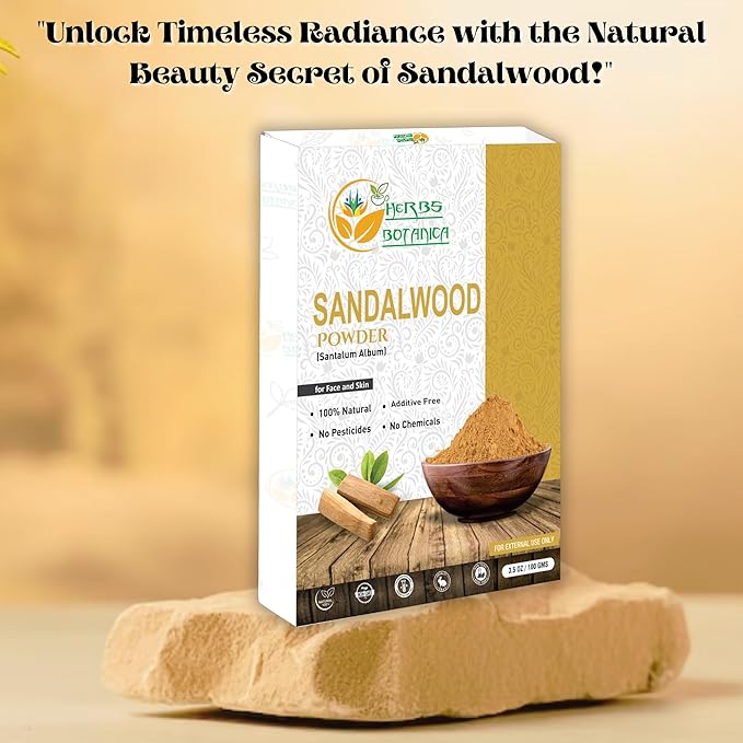 Chandan Sandalwood Powder, 100 gm / 3.52 oz, Face Pack & Mask, Tilak, Auspicious Occasions, Natural Cleansing & Soothing Powder for Wrinkles