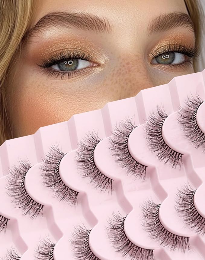 Frihappy Natural False Eyelashes Cat Eye Lashes Natural Eyelashes Wispy Lashes Fake Eyelashes Natural Look False Lashes Mink Lashes FRH-243