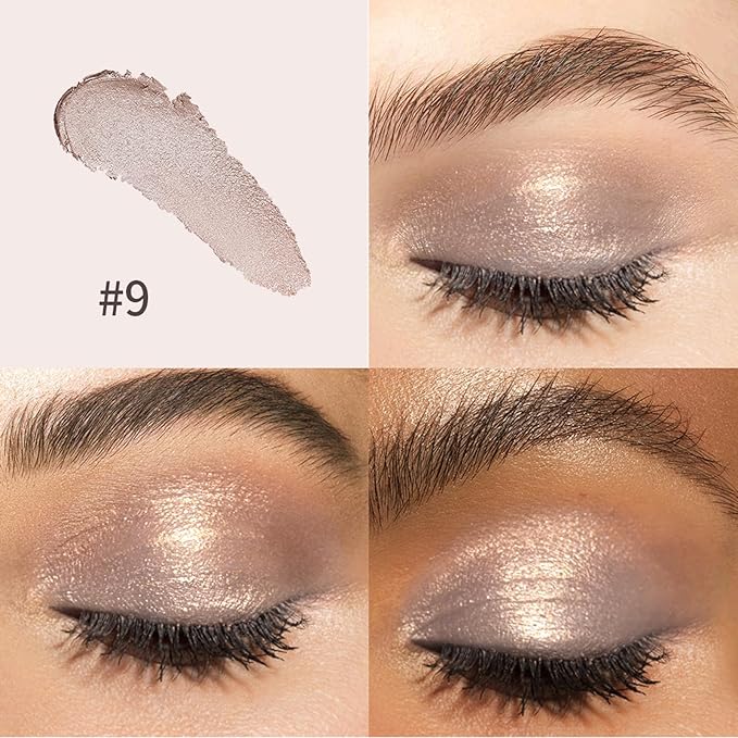 Eyeshadow Stick, Shimmer and Matte Cream Eye Shadow Brightener Sticks Eyeliner Pencil Crayon, Waterproof Long Lasting Eye Highlighter Stick Makeup,0.056 Oz(#9-Champagne)