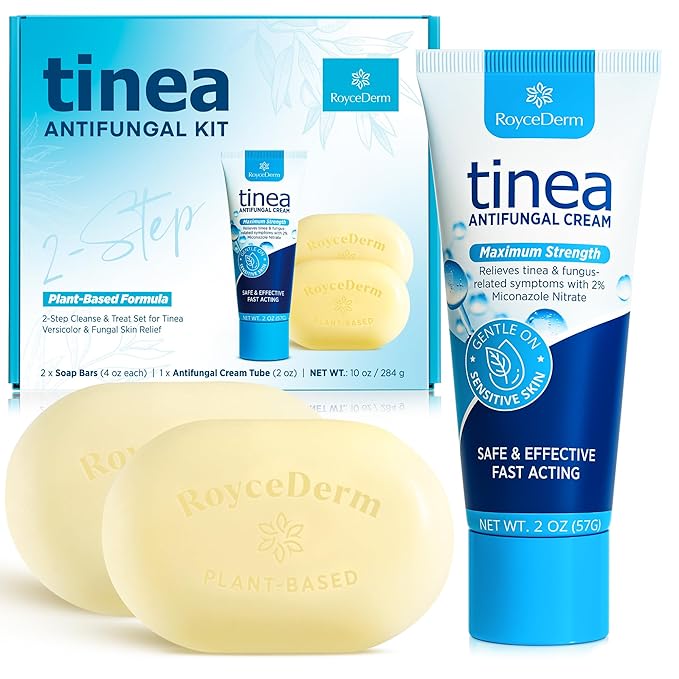 Tinea Versicolor Relief Cream & Soap Kit - Helps with Tinea Versicolor, Fungal Skin Conditions – Soothes, Cleanses, and Restores Skin Health