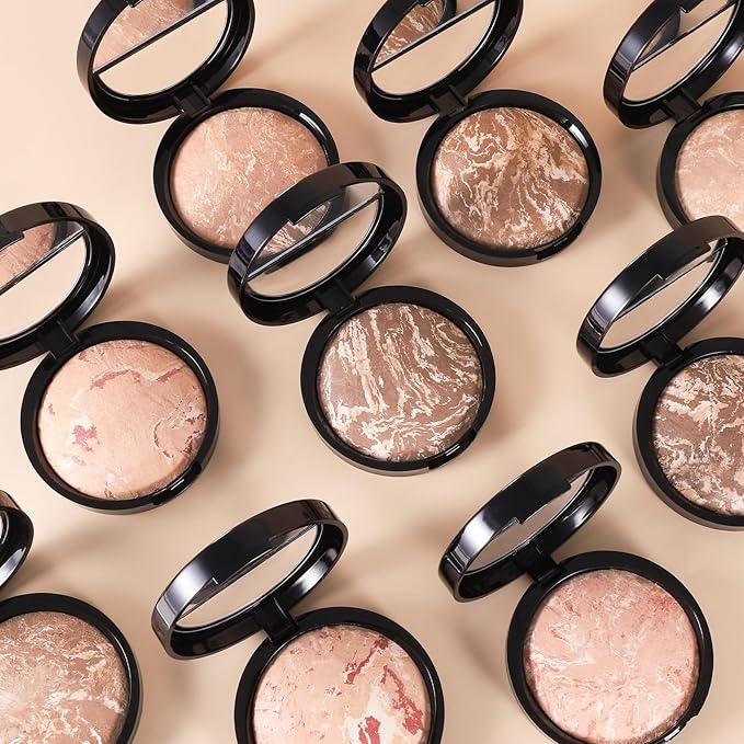 Baked Luminous Pressed Powder–Glow-Infused Foundation,Highlighter & Setting Powder in One–Color-Correcting,Oil-Control,Long-Lasting Coverage for All Skin Tones 03