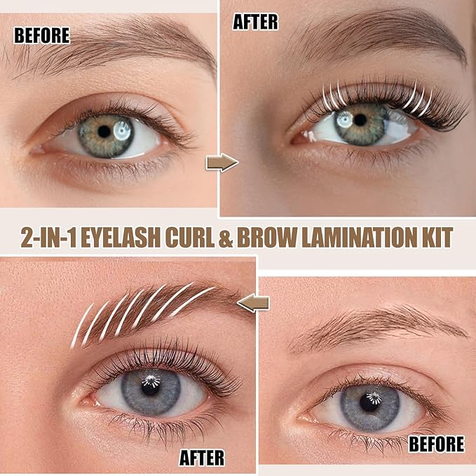 Upgraded Lash Lift Kit Professional - Eyebrow Lamination & Eyelash Perm Kit with High Adhesion Glue and Long-Lasting Curling Set, Gentle Formula for Sensitive Eyes