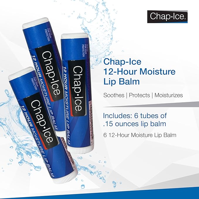 Chap-Ice Full-Stick Traditional Lip Balm with SPF - 6 count (6 Count, Moisture (SPF-15))