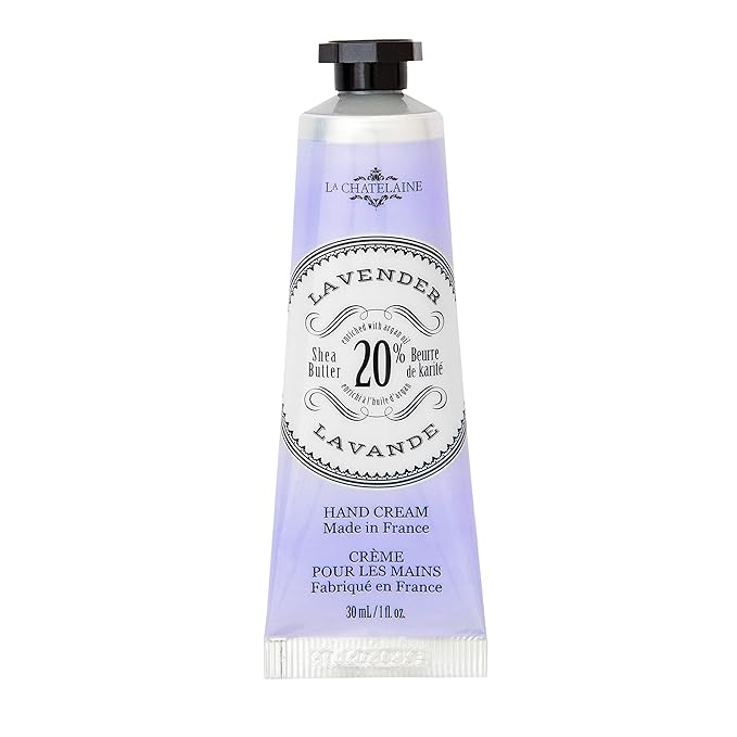 La Chatelaine 20% Shea Butter Hand Cream Travel Size, Organic Argan Oil, Moisturizing, Nourishing, Repairing, Extra-Rich Hand Lotion, Made in France, Paraben Free, 1 oz / 30ml (Lavender)