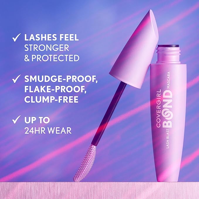 COVERGIRL Lash Blast Bond Volume Mascara - 820 - Extreme Black Waterproof, Bonding Complex to Condition & Nourish Lashes, Smudge-Proof, Clump-Free, Volumizing, Vegan Formula