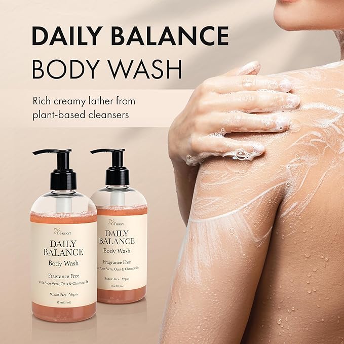 Daily Shower Gel Moisturizing Body Wash - Natural Fragnance Free Body Wash - Shower Gel For Dry & Sensitive Skin - Kids Soap - Organic, Vegan, Sulfate-Free - Bath Gel - Bath Soap with Oats