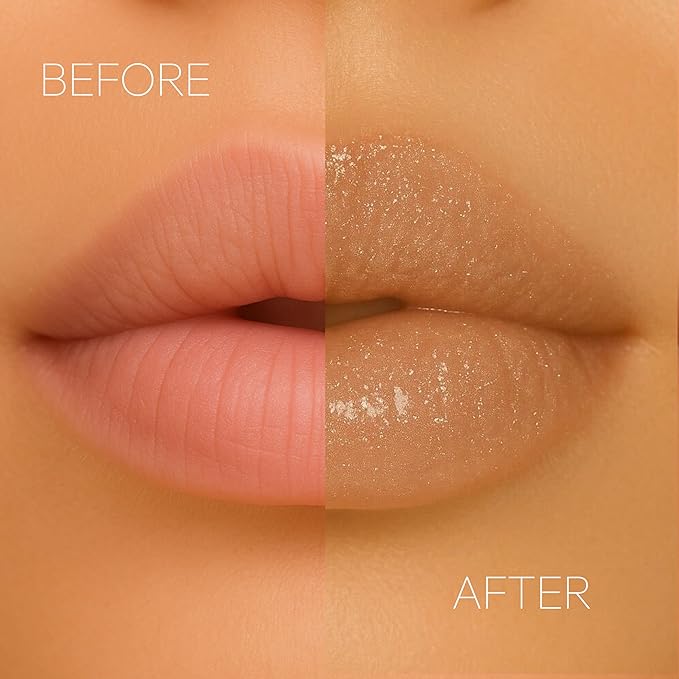 Formless Beauty | Radiance Lip Gloss by Jenny McCarthy | Mid-tone Nude with Bronze Glitter | Vegan Hydrating Formula | Non-Sticky Coconut Oil Infused | Paraben & Cruelty Free | Natural Lip Enhancer