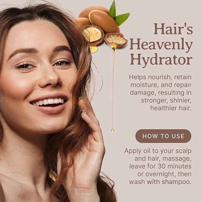 Bella Terra Oils - Argan Oil 4 oz - Embrace Silky Hair with Argan Oil for Hair, Harvested Pure, Enriched with Natural Antioxidants & Essential Minerals