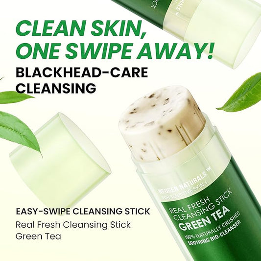 [K-Beauty] NEOGEN DERMALOGY Makeup Remover Cleansing Stick with Green Tea Extract and Leaves - Hydrating Travel Size Essential (Real Fresh Cleansing Stick Green Tea)/Blackhead Remover