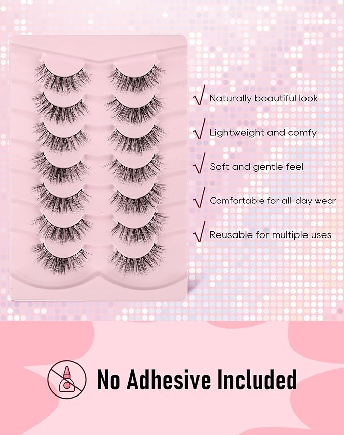 Frihappy Natural Lashes False Eyelashes Fake Lashes Natural Eyelashes Wispy Eyelashes Opening Eyes Effect 17mm Lashes 3D Air-Zoraaster