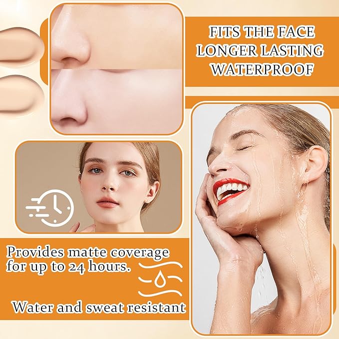 Mushroom Head Air Cushion CC Cream Foundation Makeup,Moisturizing BB Cream Face Makeup Liquid Foundation,Long Lasting Full Coverage Concealer for All Skin Types（Ivory）