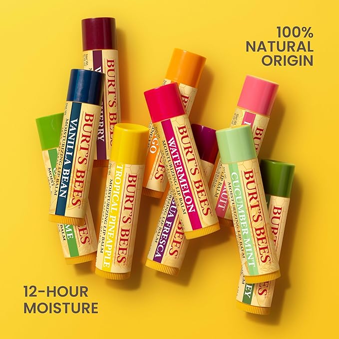 Burt's Bees Back To School Gift Ideas, Lip Balm - Original Beeswax 12 Count Pack in Bulk, Lip Moisturizer With Responsibly Sourced Beeswax, Natural Origin Conditioning Lip Treatment, 12 Tubes, 0.15 oz