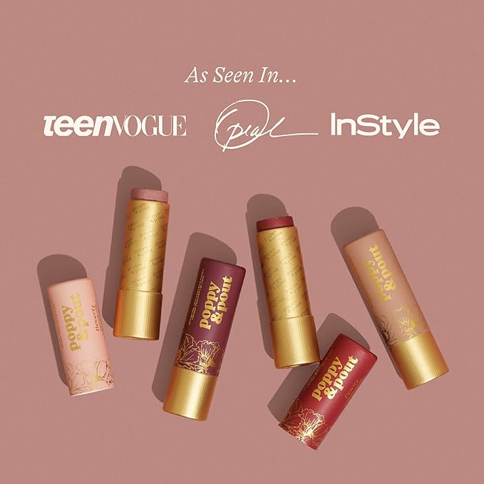 Poppy & Pout All Natural Lip Tint, Cardboard Tube, Hand-Filled, Beeswax, Vitamin E, Coconut Oil, Cruelty Free, All-Natural Shades (Farrah)