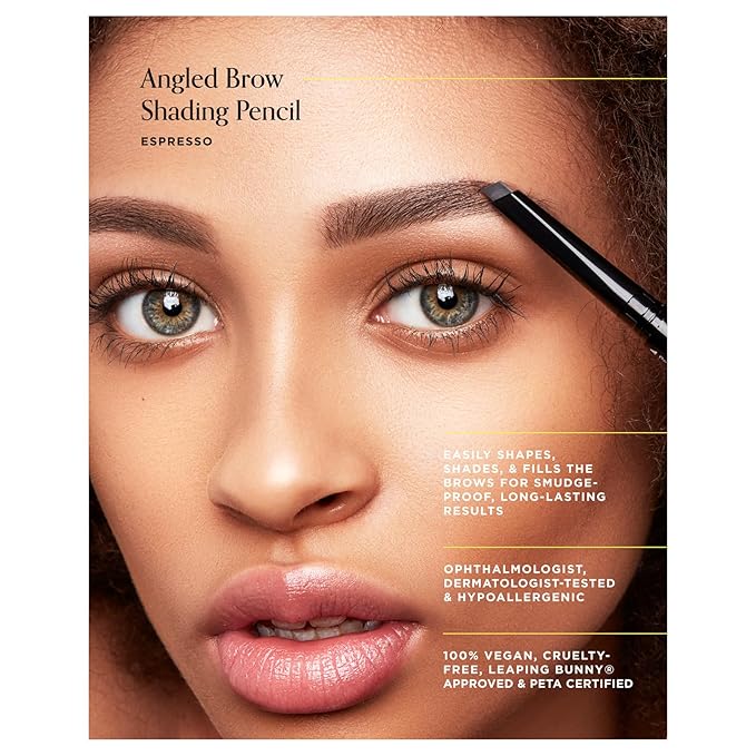 Arches & Halos Angled Brow Shading Pencil - Double Sided Eyebrow Filler and Spoolie - Angled Brush Design for Precise Shaping and Styling - Buildable, Easy Blend Pigment - Espresso - 0.012 oz