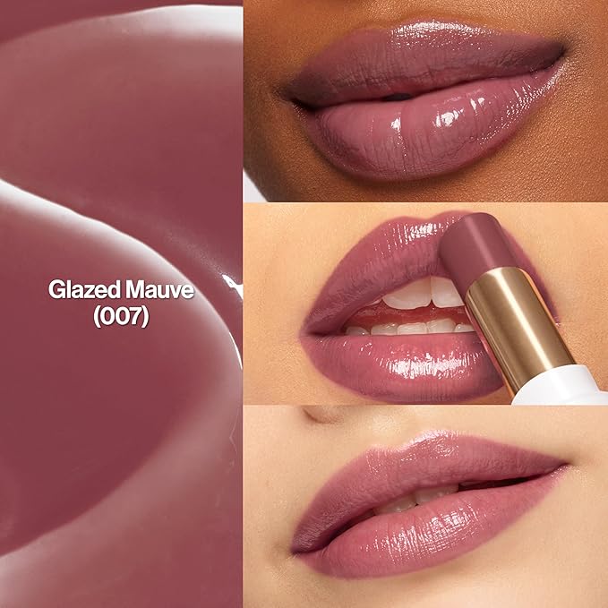 REVLON Super Lustrous Glass Shine Balm, Hydrating Tinted Lipstick, Sheer, Glossy Shiny Finish, 007 Glazed Mauve, 0.11 oz