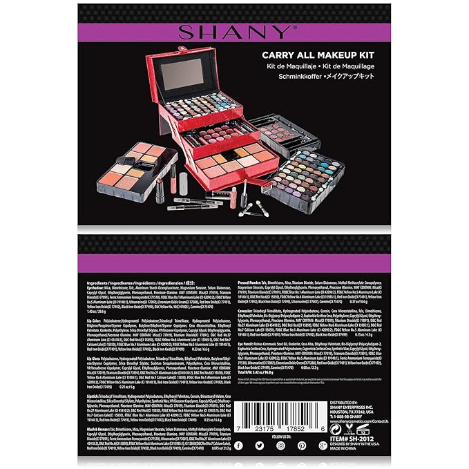 SHANY All In One Makeup Set, 67 Colors Eyeshadow, Blushes, Face Powder, Lipstick, Eye liners, Make up Pencils and Cosmetics Mirror - Makeup Kit With Reusable Beauty Organizer Train Case - Red