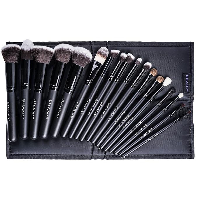 SHANY Makeup Brushes Artisan Easel Elite Cosmetics Make up Brush Set, Complete Kabuki Makeup Brush Set with Standing Convertible Makeup Brush Holder Storage - 18 pcs