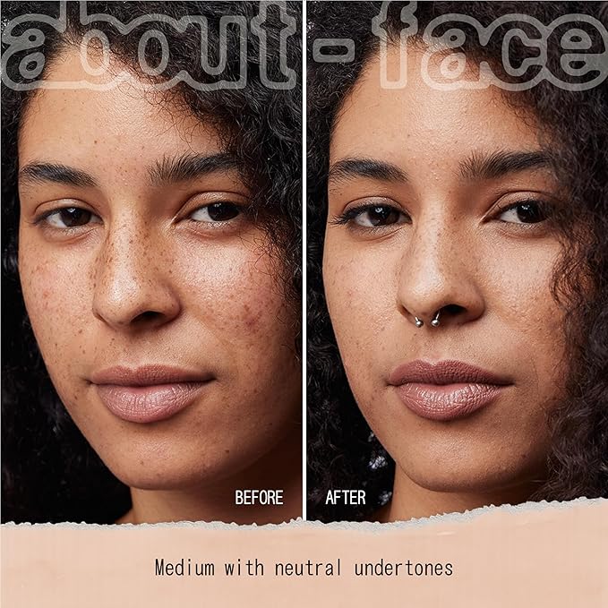 about-face THE PERFORMER Skin-Focused Foundation M2Neutral – Medium Coverage, Long-Wear, Breathable & Buildable Base – Clean, Vegan, Hydrating Formula with Blue Agave & Chlorella – 1.08oz