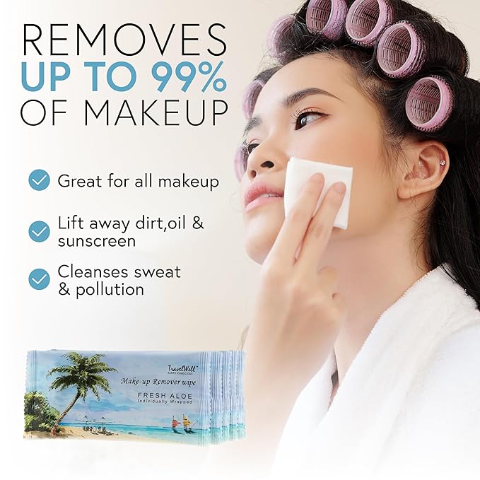 Travel Well Non-Woven Makeup Remover Wipes - Bulk Makeup Wipes Individually Wrapped & Travel Essentials - Aloe Infused Facial Cleansing - Pack of 500, Fresh Scent & Alcohol Free