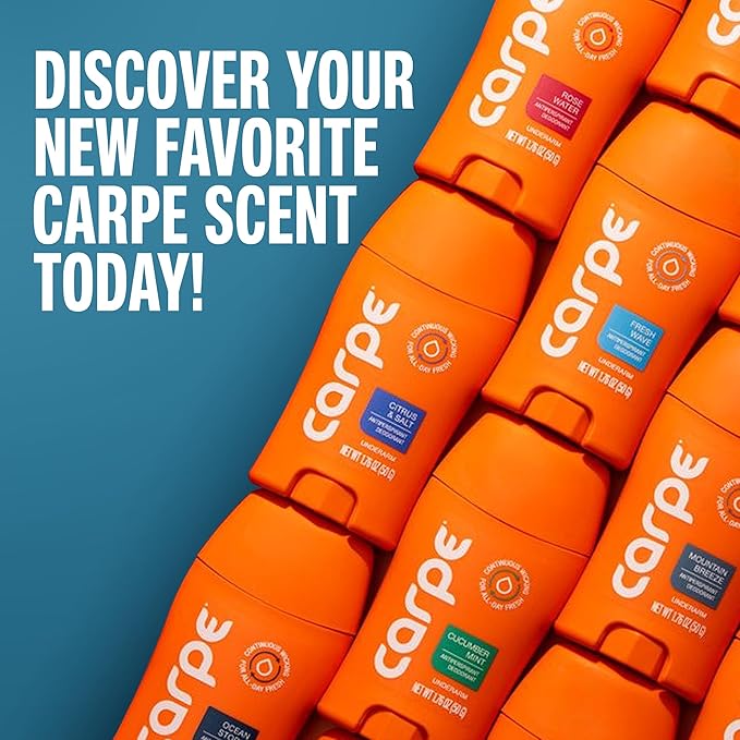 Carpe Underarm Antiperspirant Deodorant for Men and Women - 72 Hour Sweat & Odor Control - Clinical Strength Deodorant for Men - Long Lasting Deodorant Antiperspirant - Mountain Breeze - 2 Pack