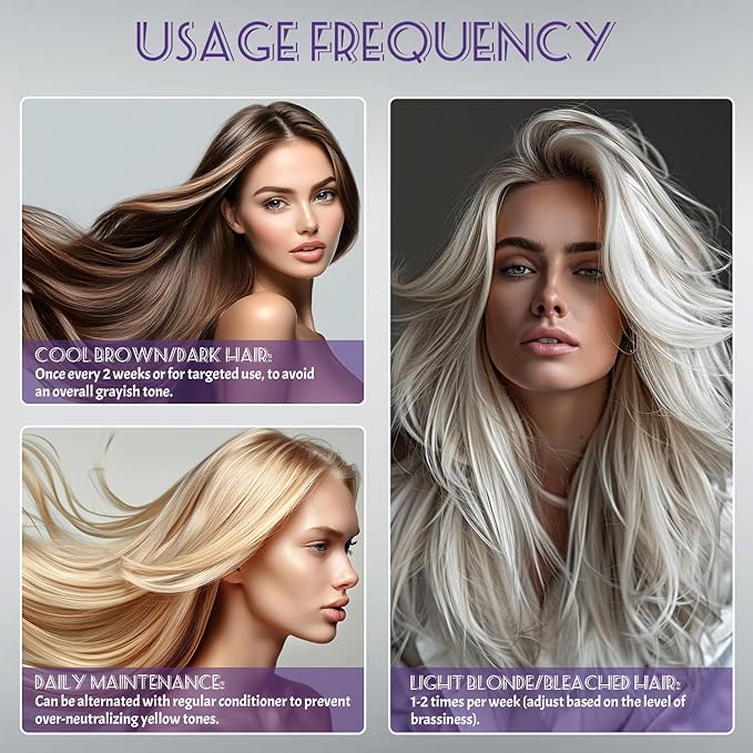 Keratin & Biotin Purple Hair Mask - Neutralizes Yellow & Orange Brassy Tones for Blonde, Silver, Bleached Hair - Deep Hydrating with Argan Oil & Collagen for Dry, Damaged, Frizzy Hair, 10.1 oz