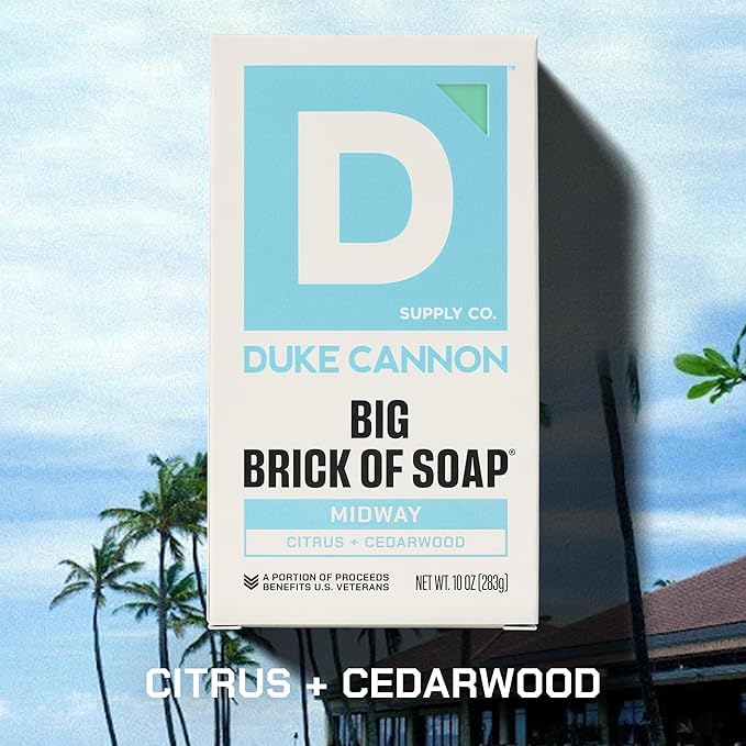 Duke Cannon Supply Co. Extra Large Bar Soap - Men's Natural Soap with Masculine Scents - Citrus + Cederwood - Made in the USA with domestic & globally sourced material - All Skin Types - Midway,10 oz