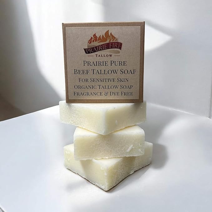Pure Beef Tallow Soap Bar, (3 Pack) Grass Fed and Finished - Face, Body and Hair - Cleans, Moisturizes, Soothes, and Hydrates. Natural and Organic Lemon