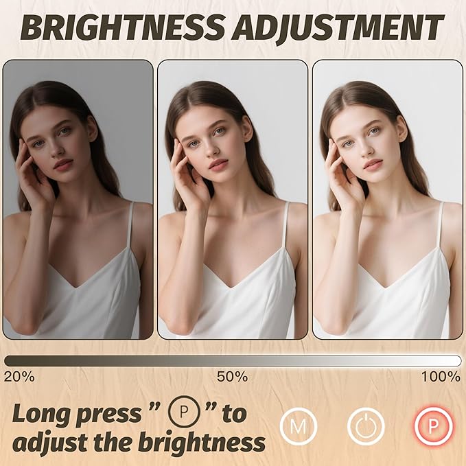 HNV Hollywood Vanity Mirror with Lights, 16.3"x12.6" Lighted Makeup Mirror with 10X Magnification, 3 Color LED, Smart Touch & 360° Rotation, Tabletop (White)