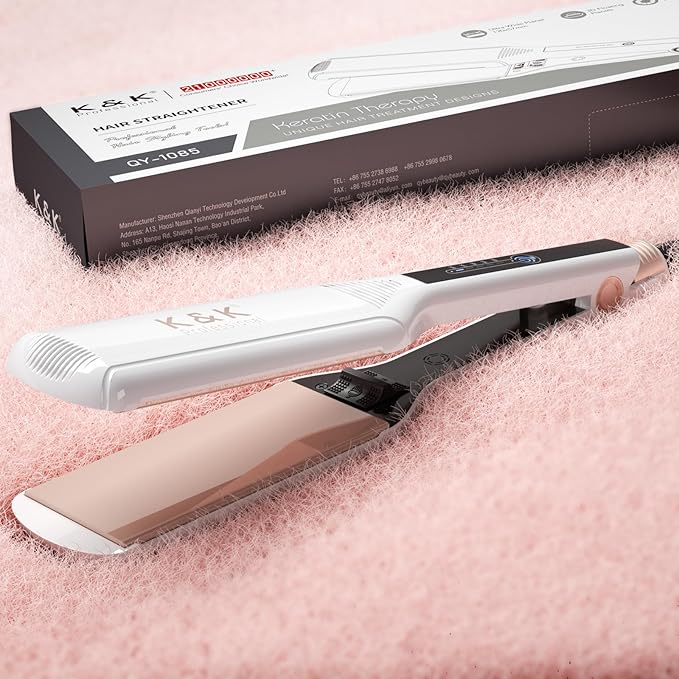 K&K 2.25 Inch Flat Iron Hair Straightener, Professional Extra Wide Hair Straighteners for Therapy Keratin, 3D Floating Ceramic Tourmaline Coating Plate Irons for Thick Hair, Damage and Frizz