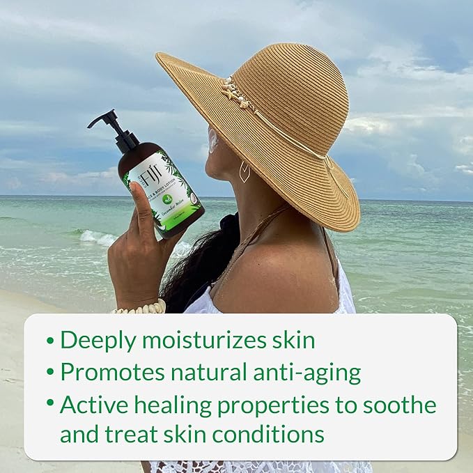 Coco Fiji Face & Body Lotion Infused With Coconut Oil | Lotion for Dry Skin | Moisturizer Face Cream & Massage Lotion for Women & Men | Cucumber Melon 12 oz, Pack of 1