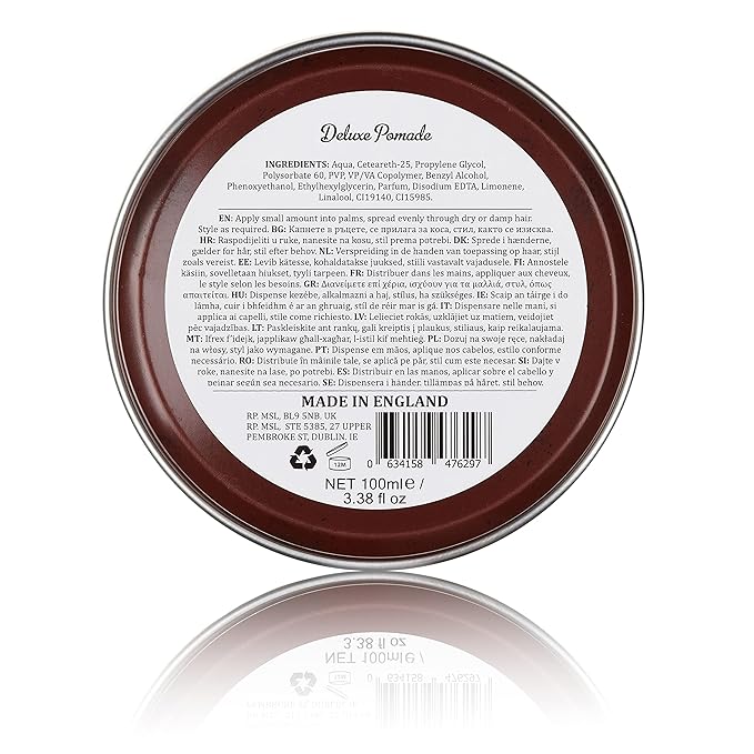 Deluxe Pomade By Dapper Dan, Medium Hold Medium Shine, No Greasiness Or Flakiness, Citrus & Vanilla Fragrance 100ml