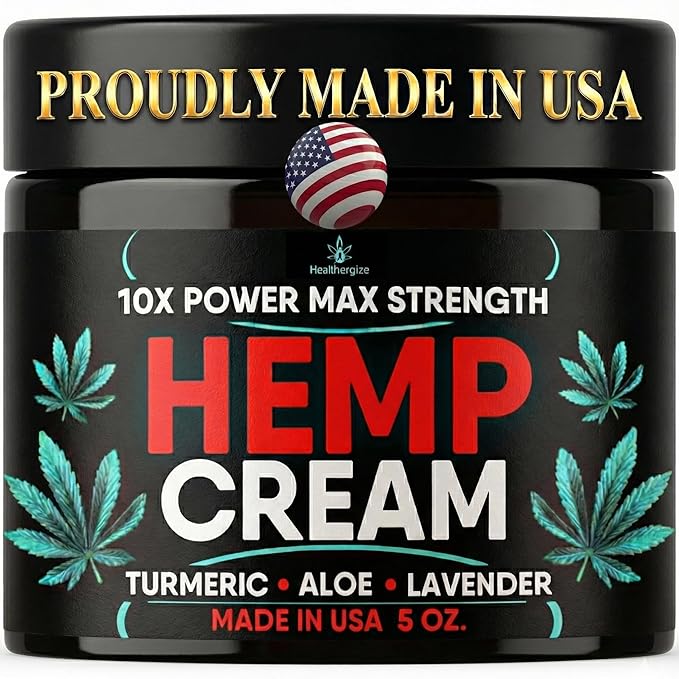 Hemp Cream Maximum Strength-Full Body Hemp Lotion Relief-Instant Results-Hemp Oil Infused-Lavender, Aloe, Turmeric, Aches, Muscles, Joints, Back, Knees, Neck-Made in USA