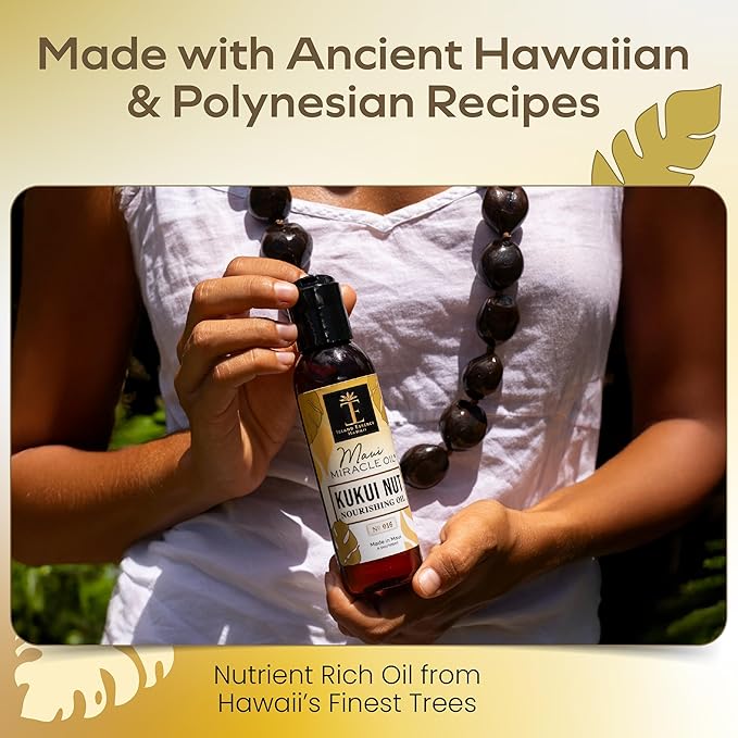 Island Essence Organic Kukui Nut Nourishing Oil – Hawaiian Blend with Kukui Nut Oil for Body & Hair – Made in Maui – 4.5 oz Bottle for Body Massage - Massage oils