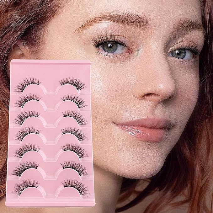 YASNAI Half Lashes Volume Lashes Wispy Cat Eye Look Natural Short Fake Eyelashes 7 Pairs Pack