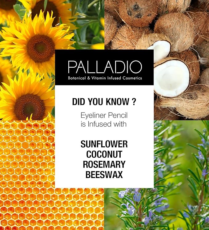 Palladio Wooden Eyeliner Pencil, Thin Pencil Shape, Easy Application, Firm yet Smooth Formula, Perfectly Outlined Eyes, Contour and Line, Long Lasting, Rich Pigment, Dark Green