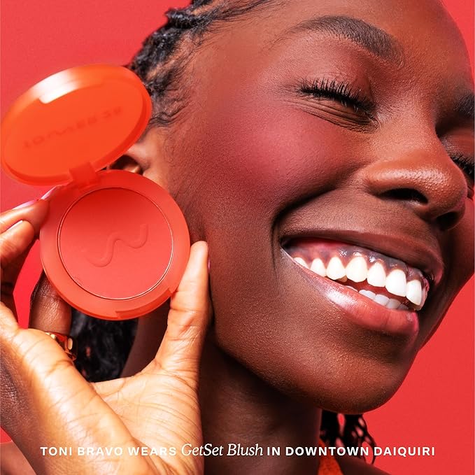 Tower 28 GetSet™ Soft Matte Powder Blush - Self-Setting 12-Hr Longwear Sweat-Proof Formula - Pigmented Orange Coral Blush Downtown Daiquiri x Toni Bravo Collab