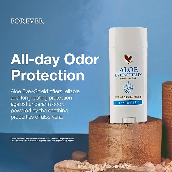 Forever Living - Aloe Ever-Shield - Aluminum-Free Deodorant with Soothing Aloe for Sensitive Skin - 3.25 oz Stick (Pack of 2)
