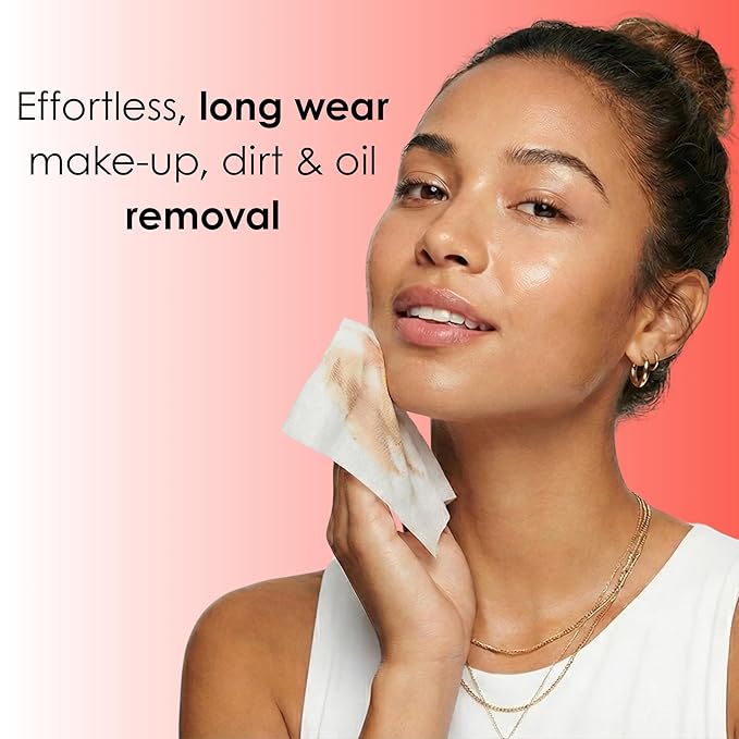 Global Beauty Care - Longwear Makeup Remover Face Towelettes, Waterproof Facial Cleansing Wipes, Retinol Infused with Vitamins C & E for Brightening, Smoothing & Hydrating Skin, 60 Count (1 Pack)