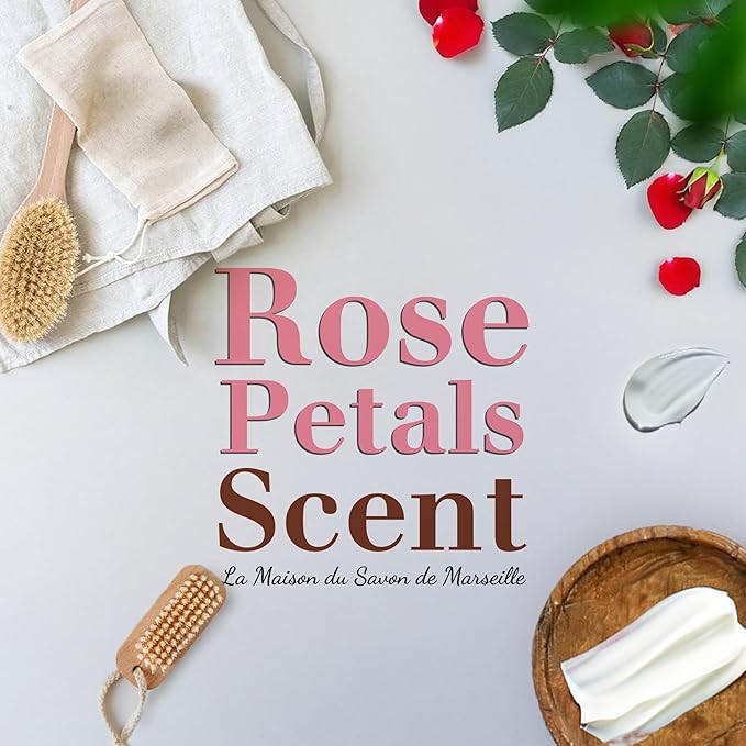 Exfoliating Rose Soap Bars 3xPack – Enriched With Organic Shea Butter - 97% Natural Ingredients - Traditionally Made - French Milled in Provence - Gentle For Skin – 3x8.8 oz - La Maison Du Savon