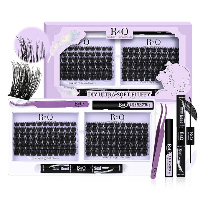 Lash Extension Kit F01 Eyelash Extension Kit 144 PCS Ultralight Eyelash Clusters Lash Clusters Kit 8-18mm DIY Ultra-Soft False Eyelashes at Home with Lash Applicator Tools (Kit，F01)