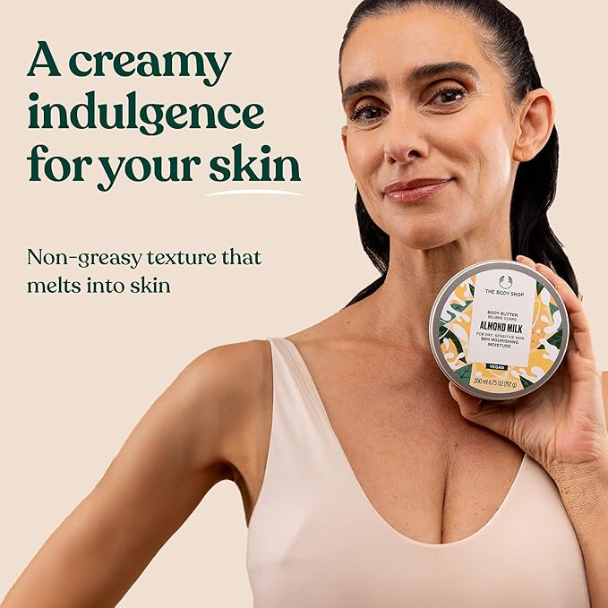 The Body Shop Almond Milk Collection Gift Set - 4 Piece Set, Shower Cream, Body Butter, Face & Body Bar, Hand Balm, Vegan