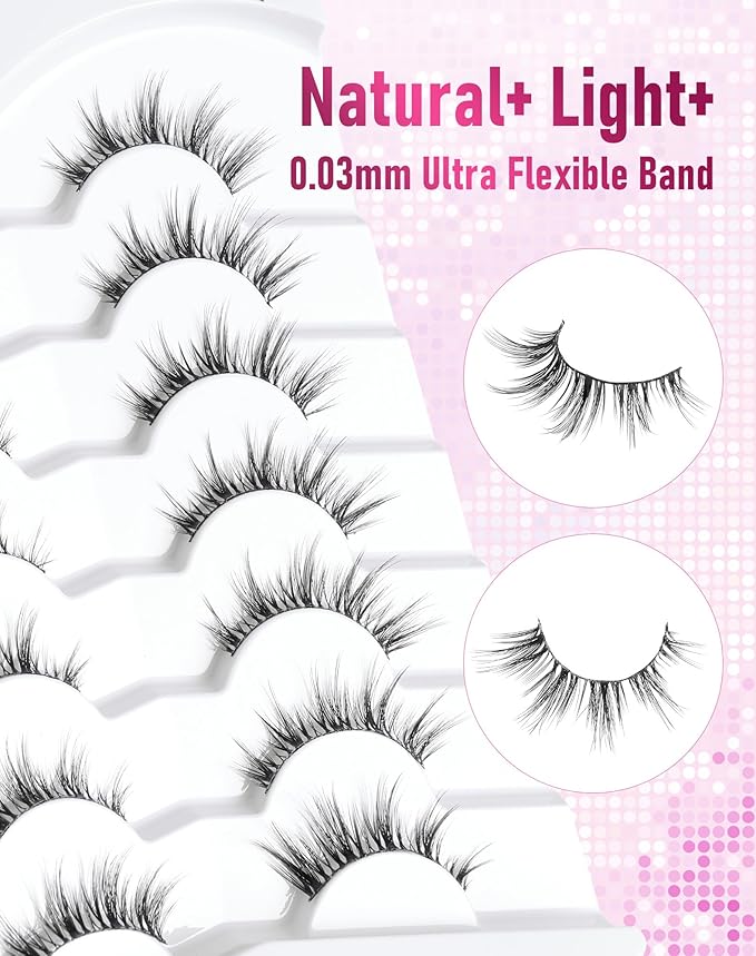 Frihappy Cat Eye Lashes Natural Eyelashes Wispy Lashes Fake Eyelashes Natural Look False Lashes Mink Lashes FRH-61