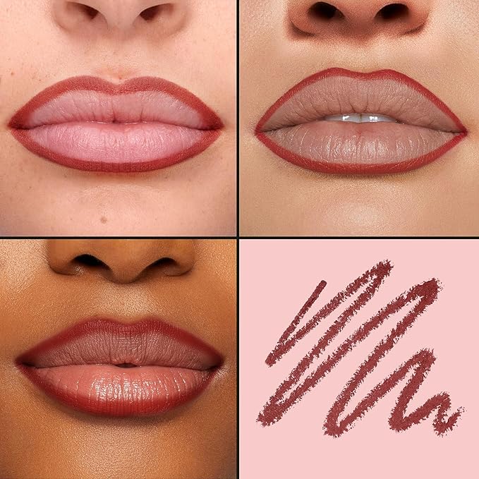 2-in-1 Lip Filler Liner w/Blending Tip, Creamy Matte Lip Pencil for Defining, Shaping & Featherproof Lock, Infused Jojoba Oil & Vitamin E, Vegan & Cruelty-Free, Copper Ember