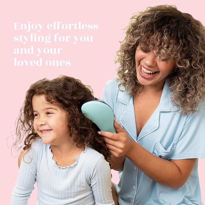 Crave Naturals Glide Thru Detangling Brush For Natural, Curly, Straight, Wet or Dry Hair - Gentle Detangler Styling Tool for Adults, Kids, Toddlers and Little Girls - 7.5 x 3 in, Turquoise
