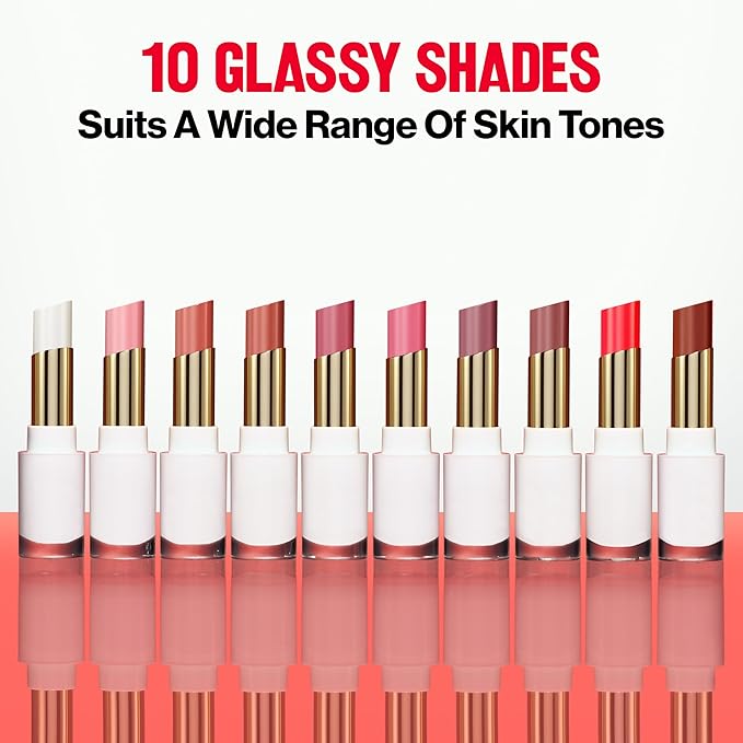 REVLON Super Lustrous Glass Shine Balm, Hydrating Tinted Lipstick, Sheer, Glossy Shiny Finish, 006 Girly Swirly, 0.11 oz